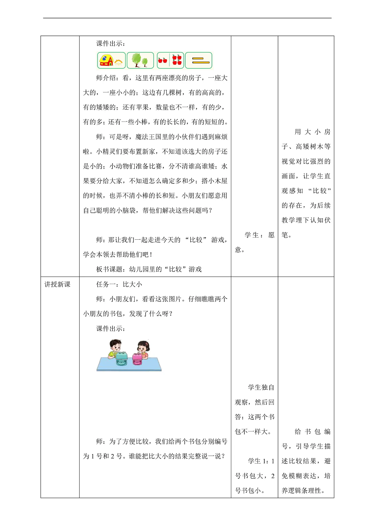 西师大版一上《我的幼儿园.2 幼儿园里的“比较”游戏》(教案)第2页