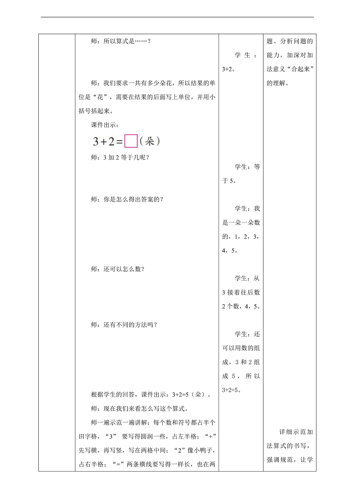 西师大版一上2.2《加法的计算(1)》(教案)第3页