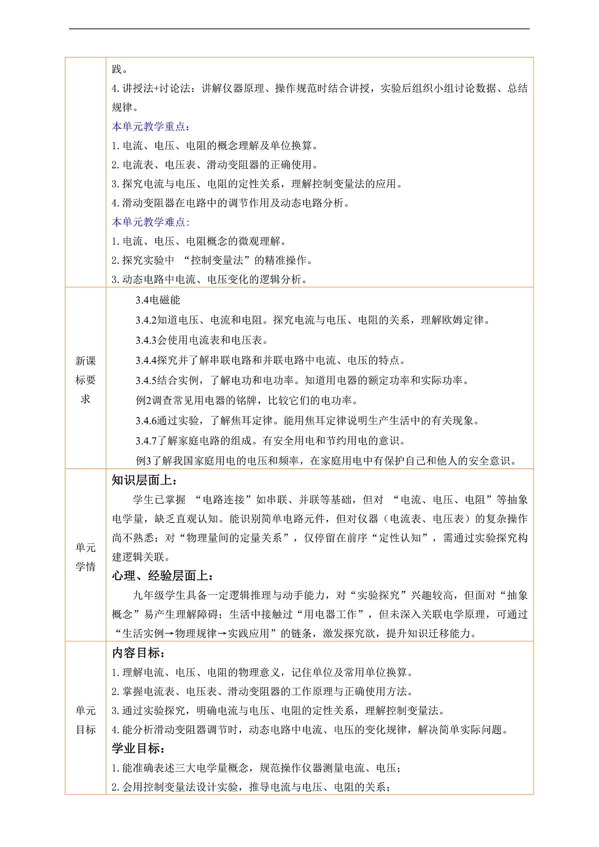 《第4章 电流、电压和电阻》大单元整体教学设计第2页