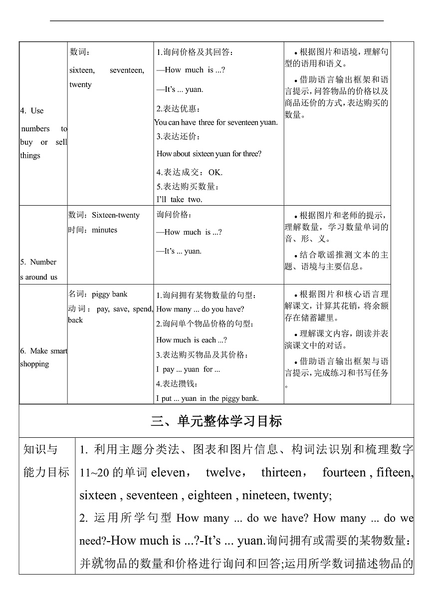 【单元整体教学设计】Unit 6 Numbers in life PB Let's talk 教案第3页