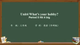 外研版2024三年級下 Unit4  What's your hobby？Hit it big課件