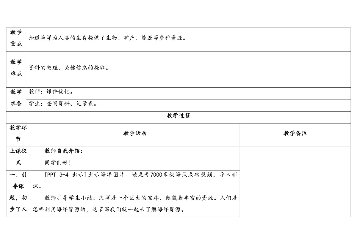 11.《海洋资源》教学设计第2页