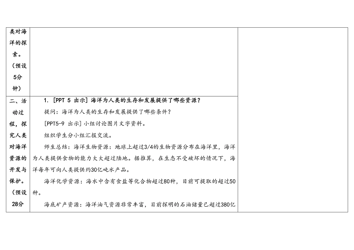 11.《海洋资源》教学设计第3页