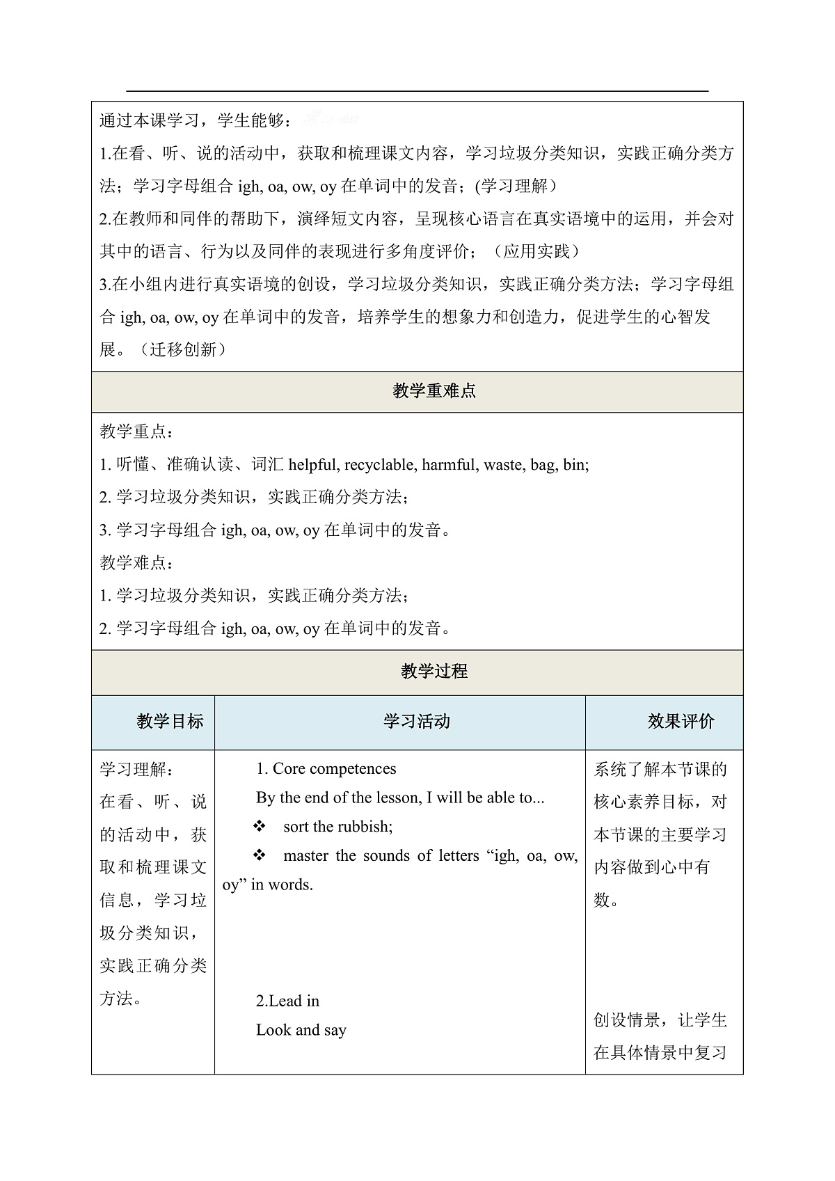 北京版五上 Unit Three Lesson 12单元教学设计第3页