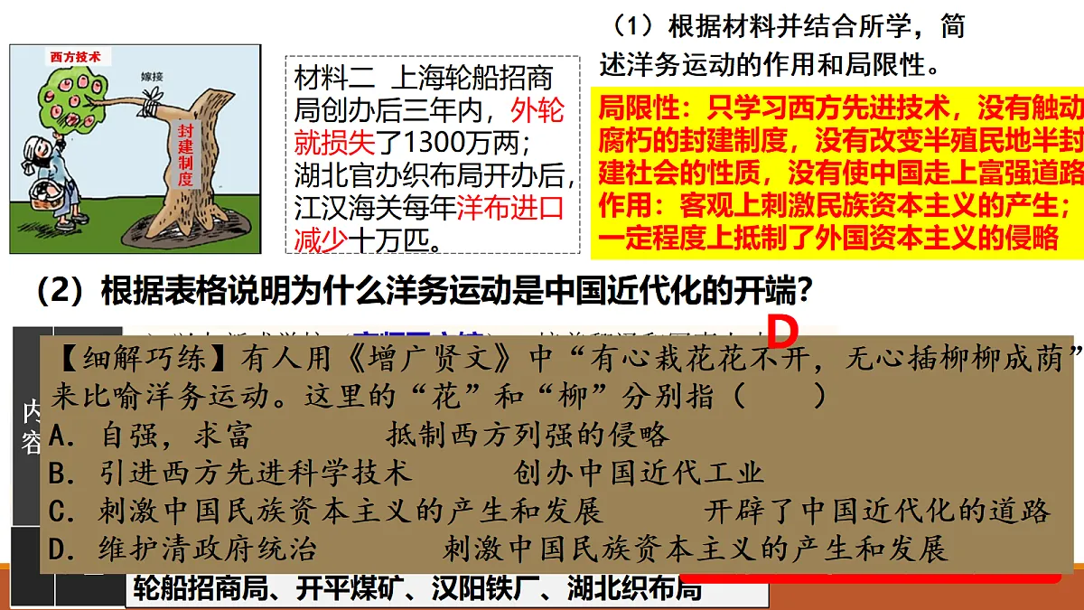 人教版历史八年级上册第二单元《早期现代化的初步探索和民族危机加剧 单元综合与测试》课件第8页