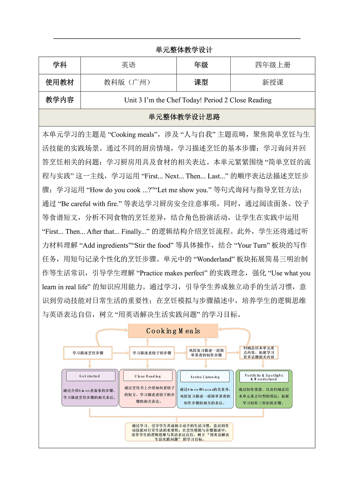 Unit 3 I'm the Chef Today! Period 2 教学设计 第1页