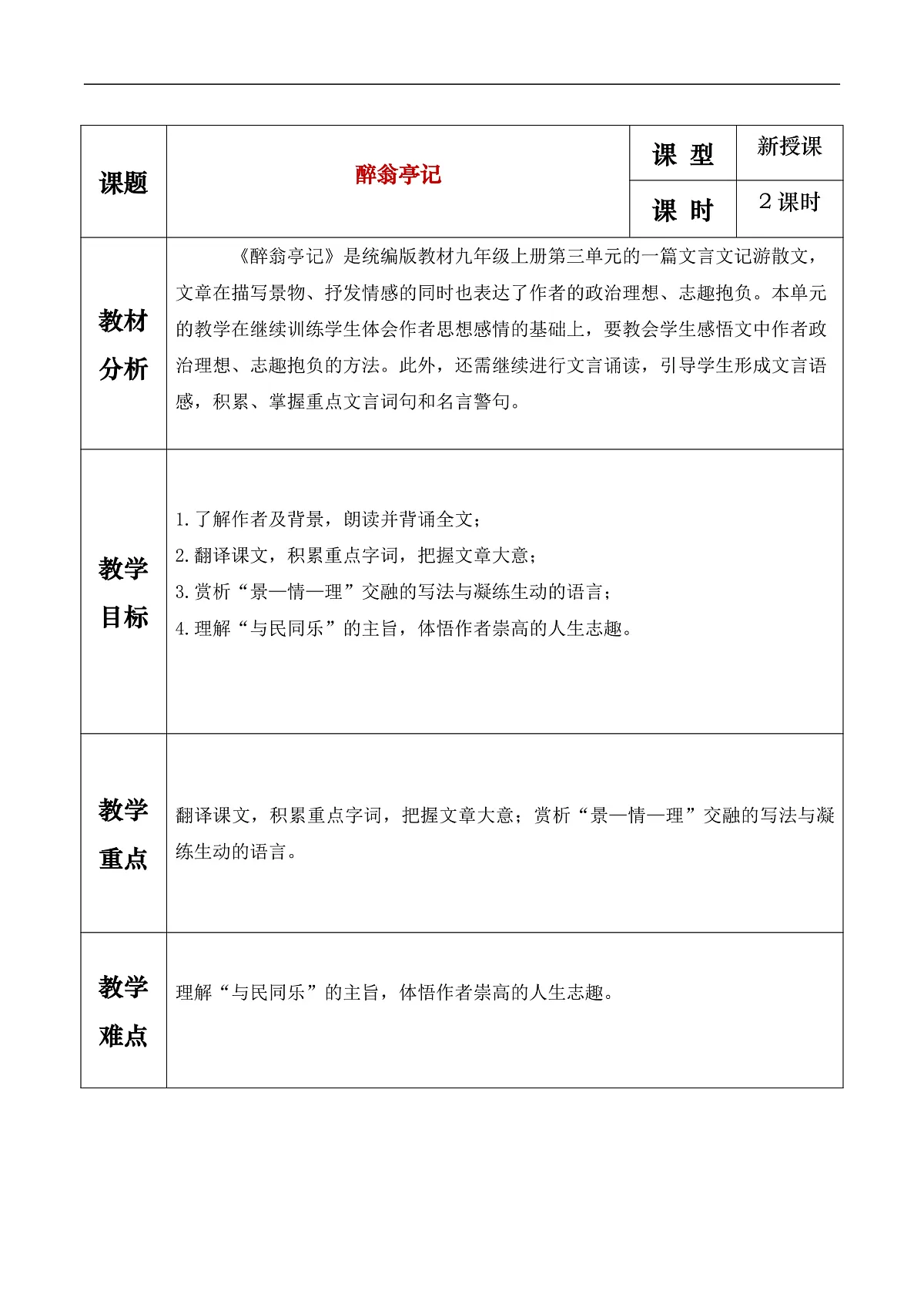 《醉翁亭记》教学设计第1页