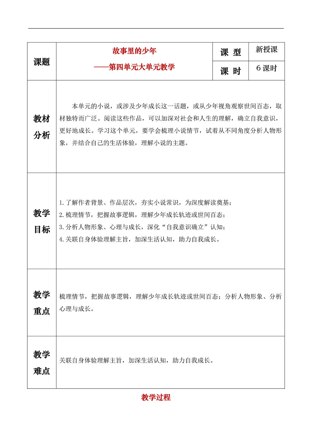 《第四单元大单元教学:故事里的少年》教学设计第1页