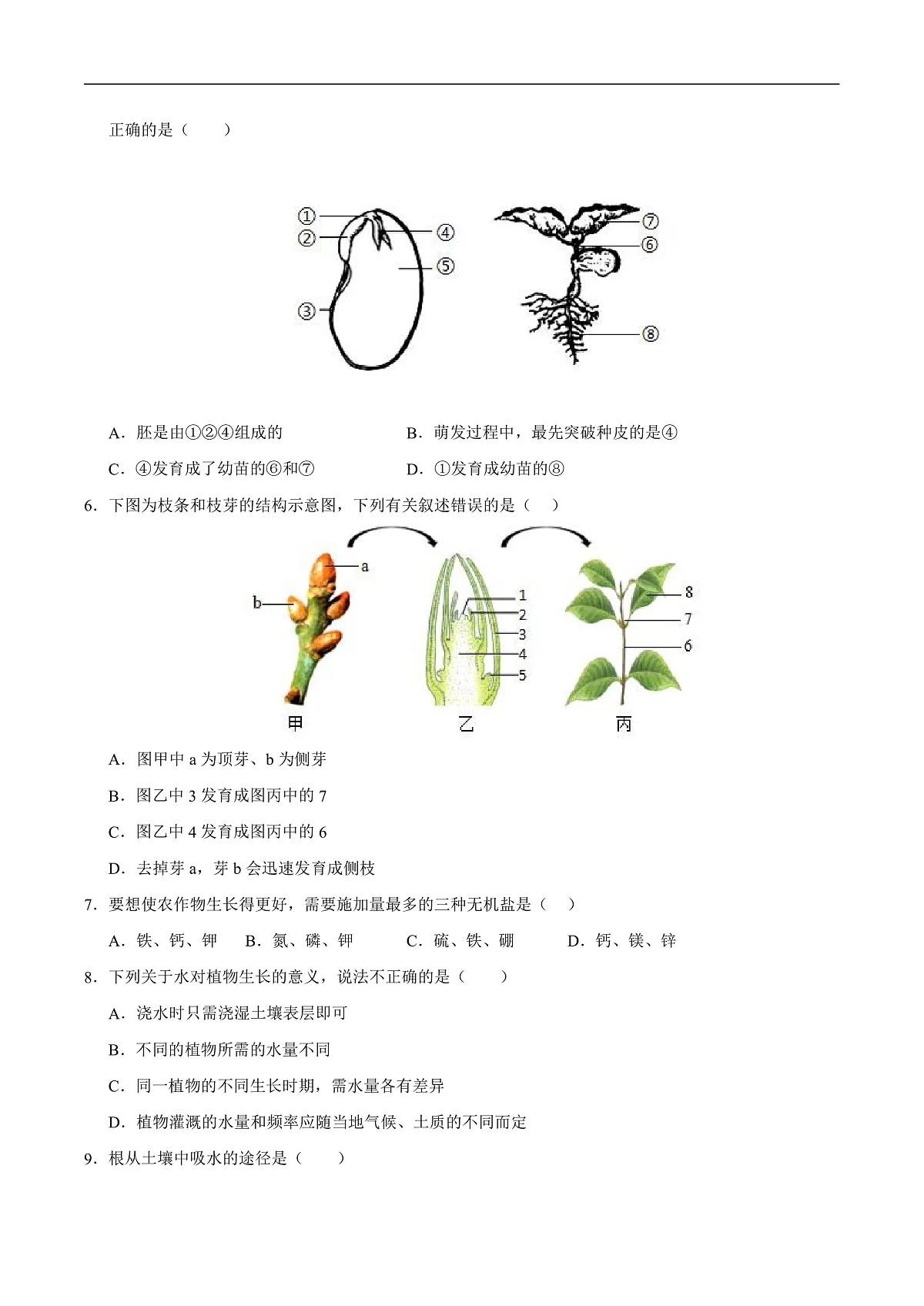 第11章 植物的生命周期(章末测试)(原卷版)第2页