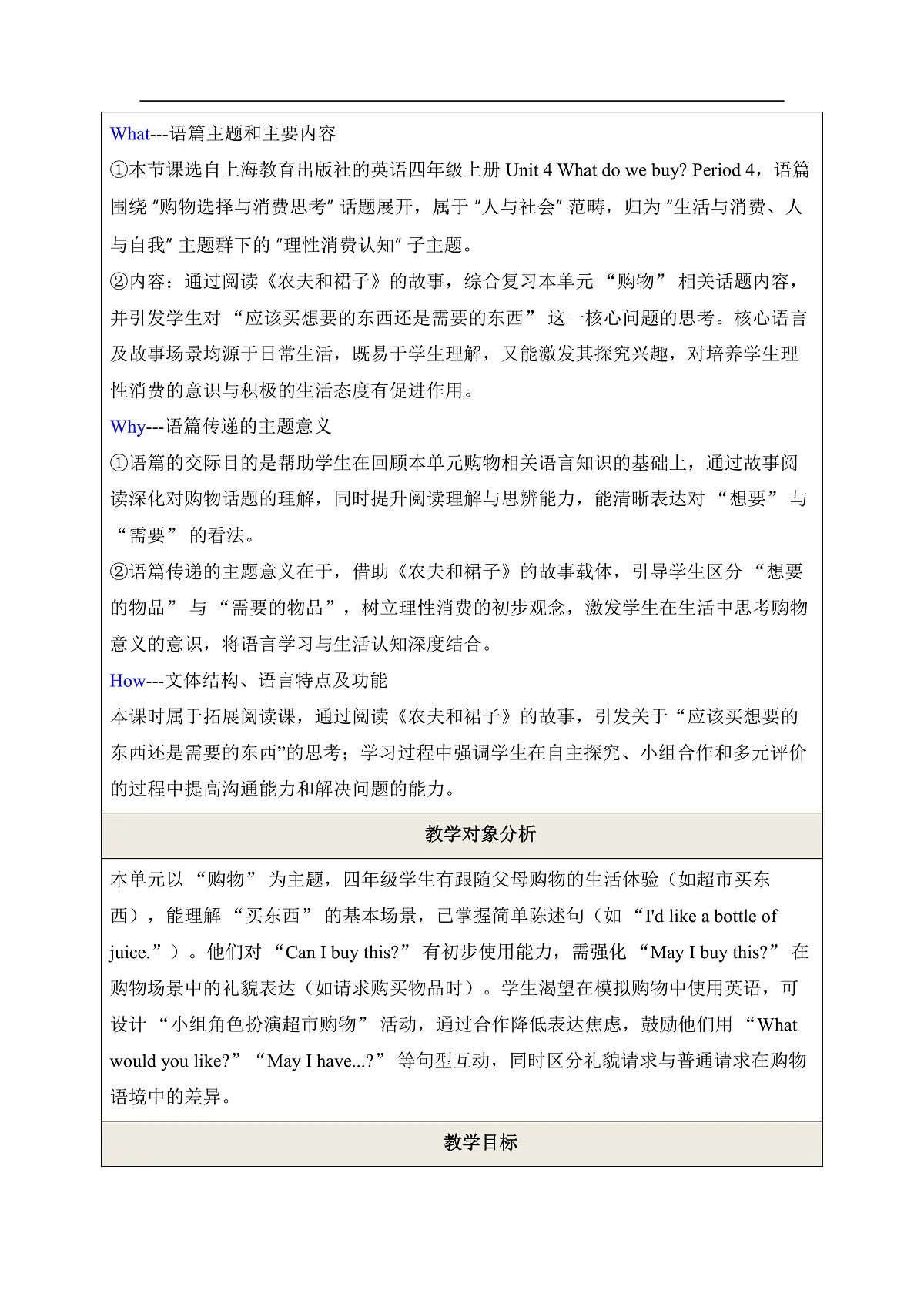 Unit 4 What do we buy Period 4 Extend000教学设计第2页