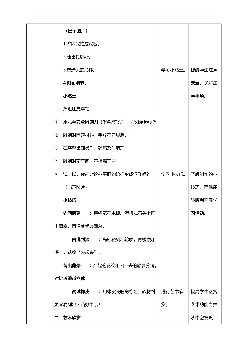 第四单元第3课《浮雕形象》核心素养教学设计第3页
