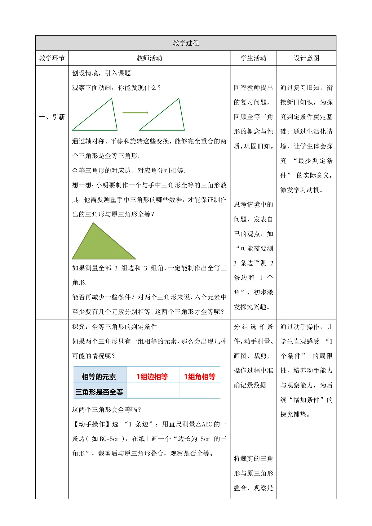 12.2.1 全等三角形的判定条件 教学设计第2页
