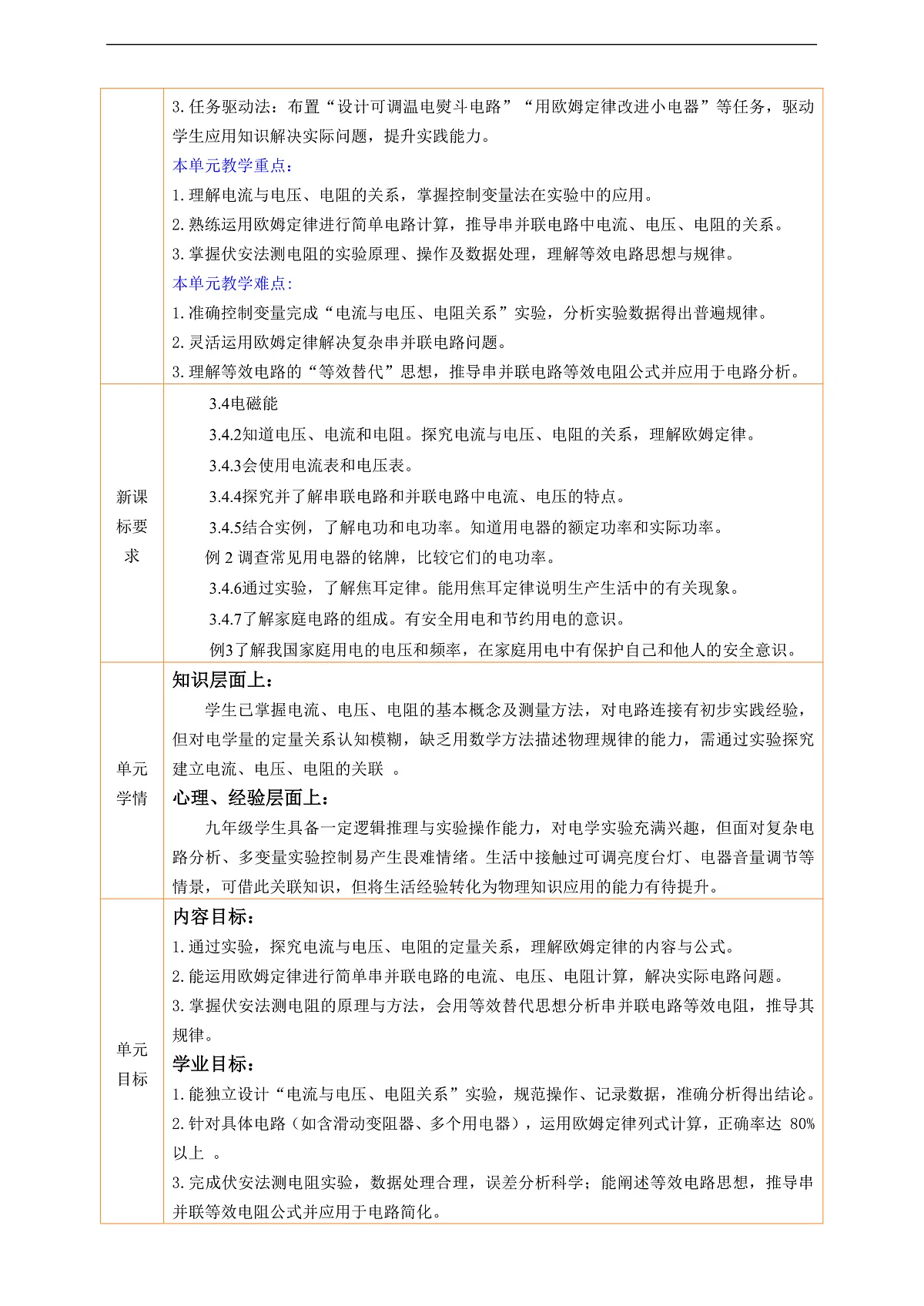 【大单元教学】《第5章 欧姆定律》大单元整体教学设计第2页