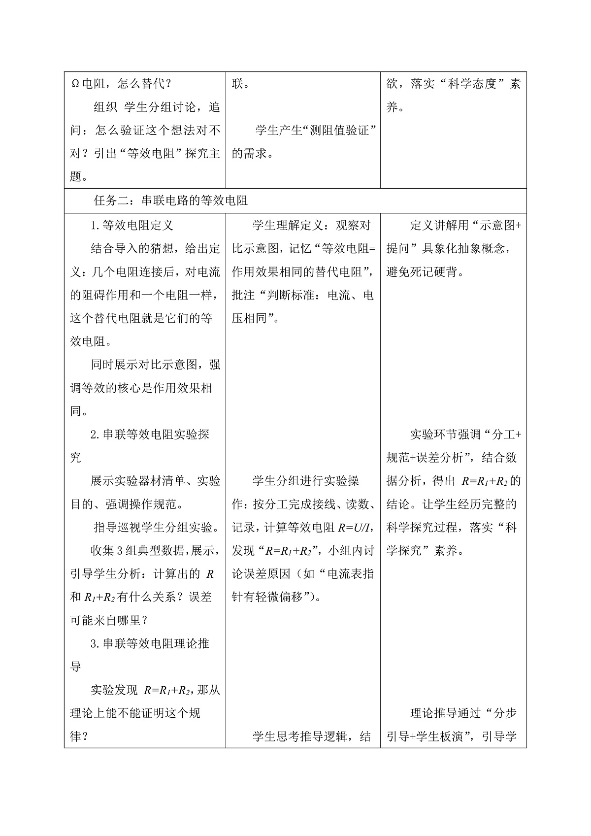 《5.4 等效电路》课时教学设计(表格式)第3页