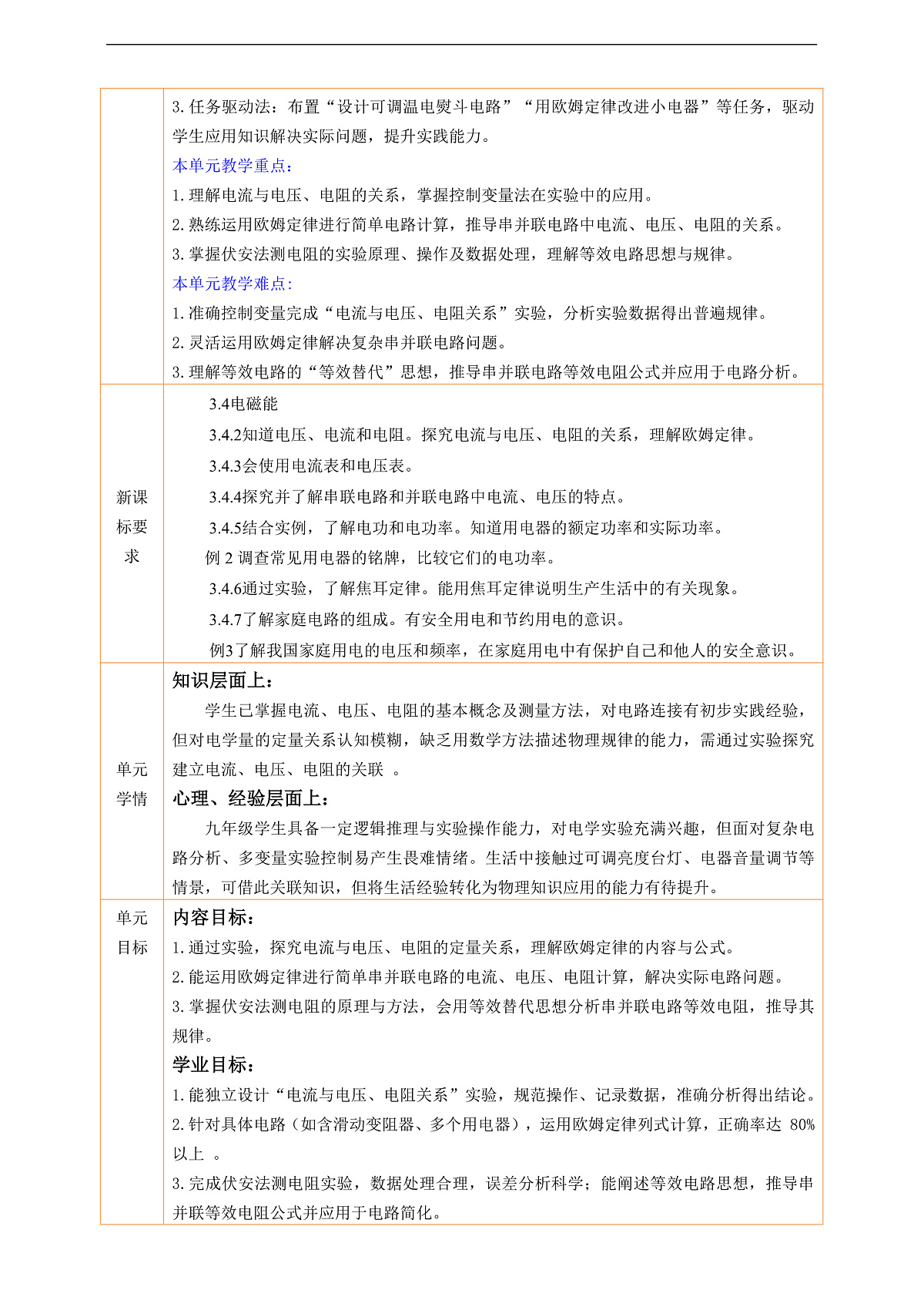 【大单元教学】《第5章 欧姆定律》大单元整体教学设计第2页