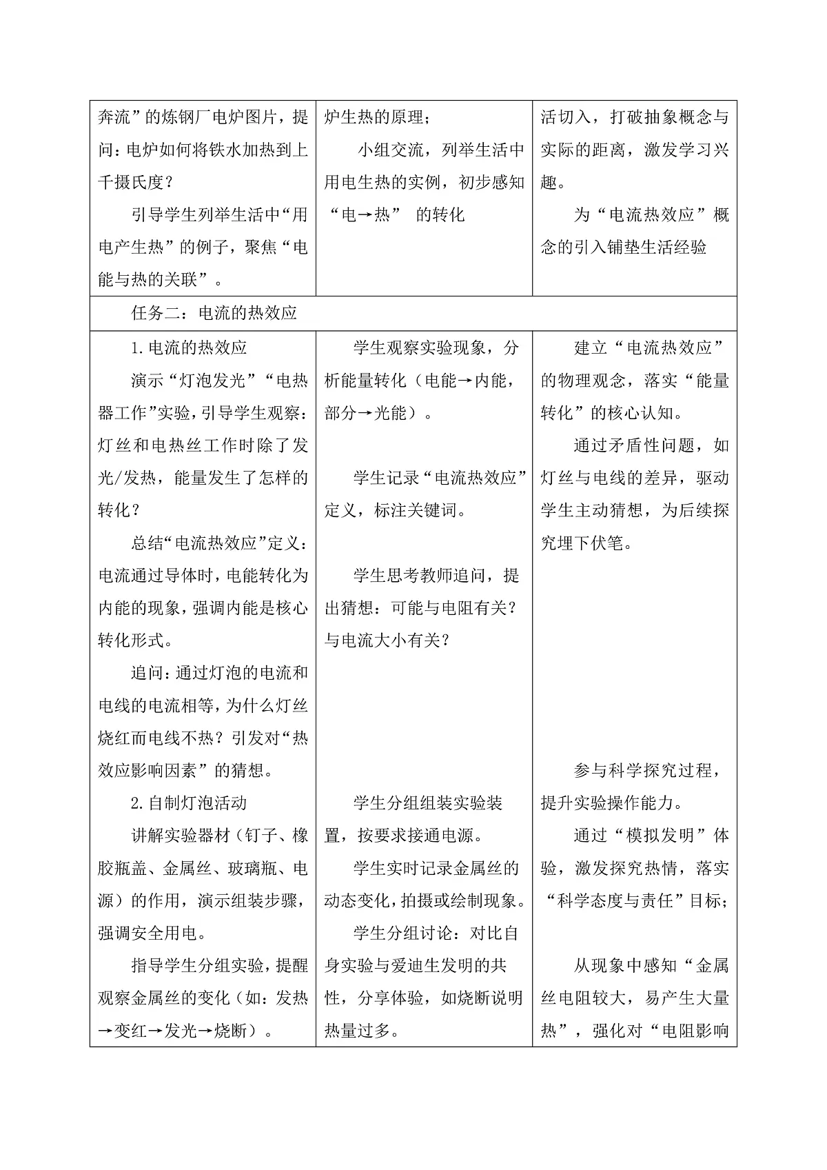 《6.3.1 焦耳定律(第一课时)》课时教学设计(表格式)第3页