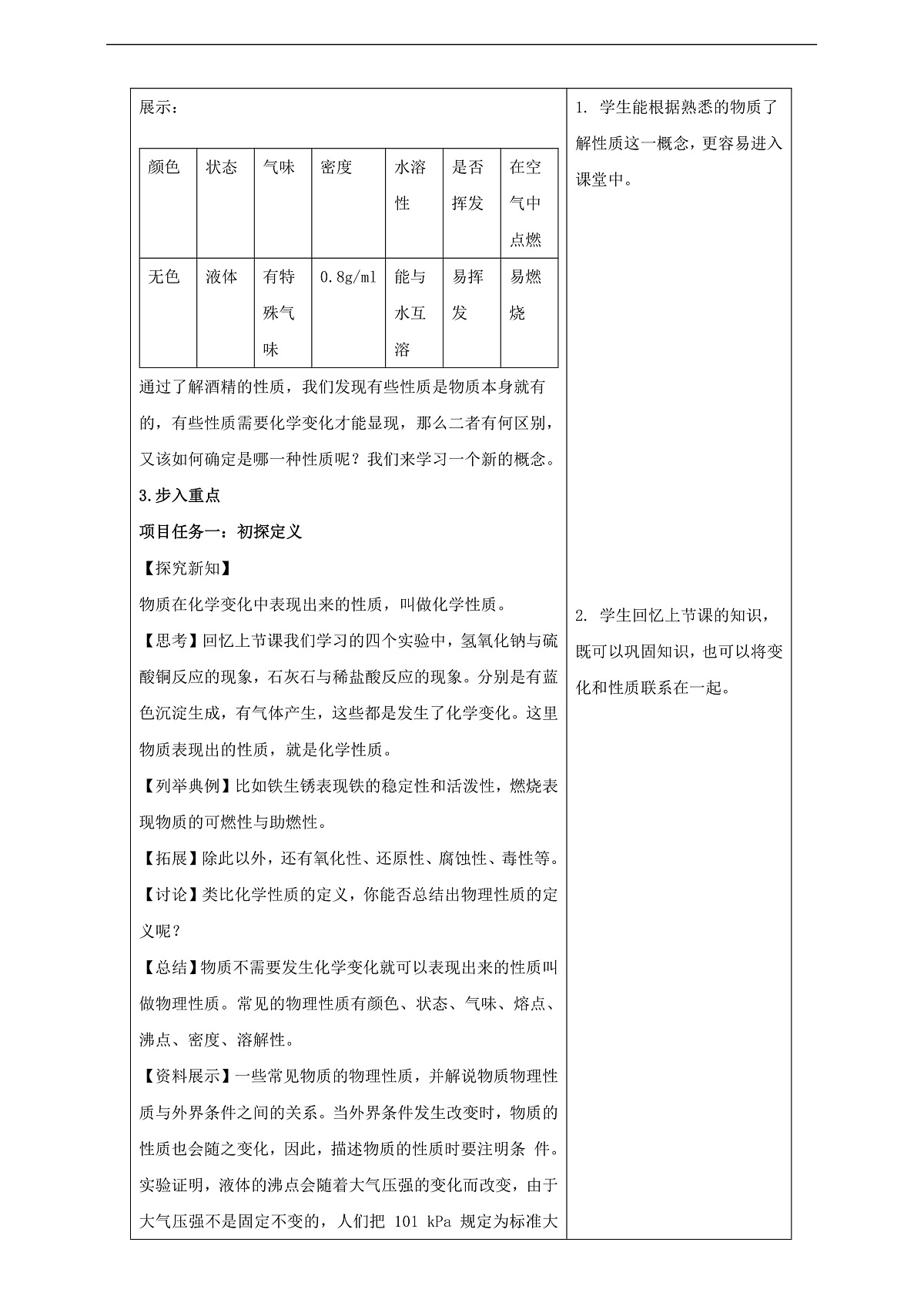 基于新课标核心素养下的教学设计一1.1.2物质的变化和性质 第2页