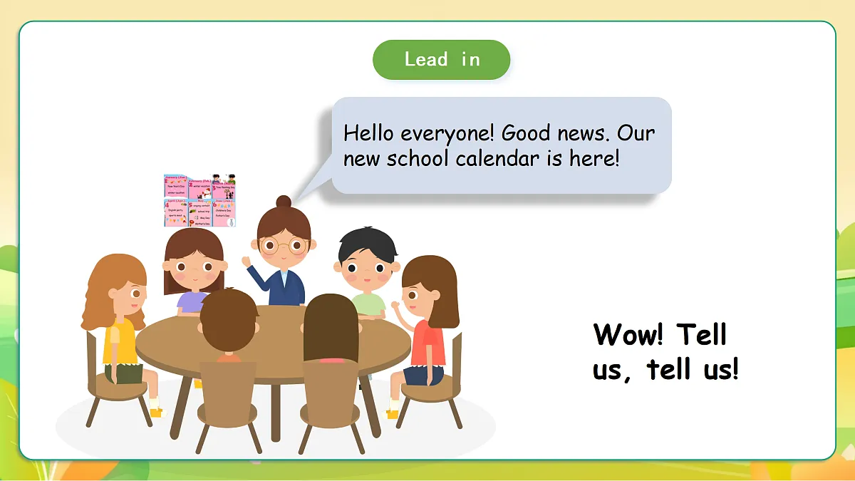 人教版(PEP)英语五下Unit3 My school calendar Part A let's learn 课件第3页