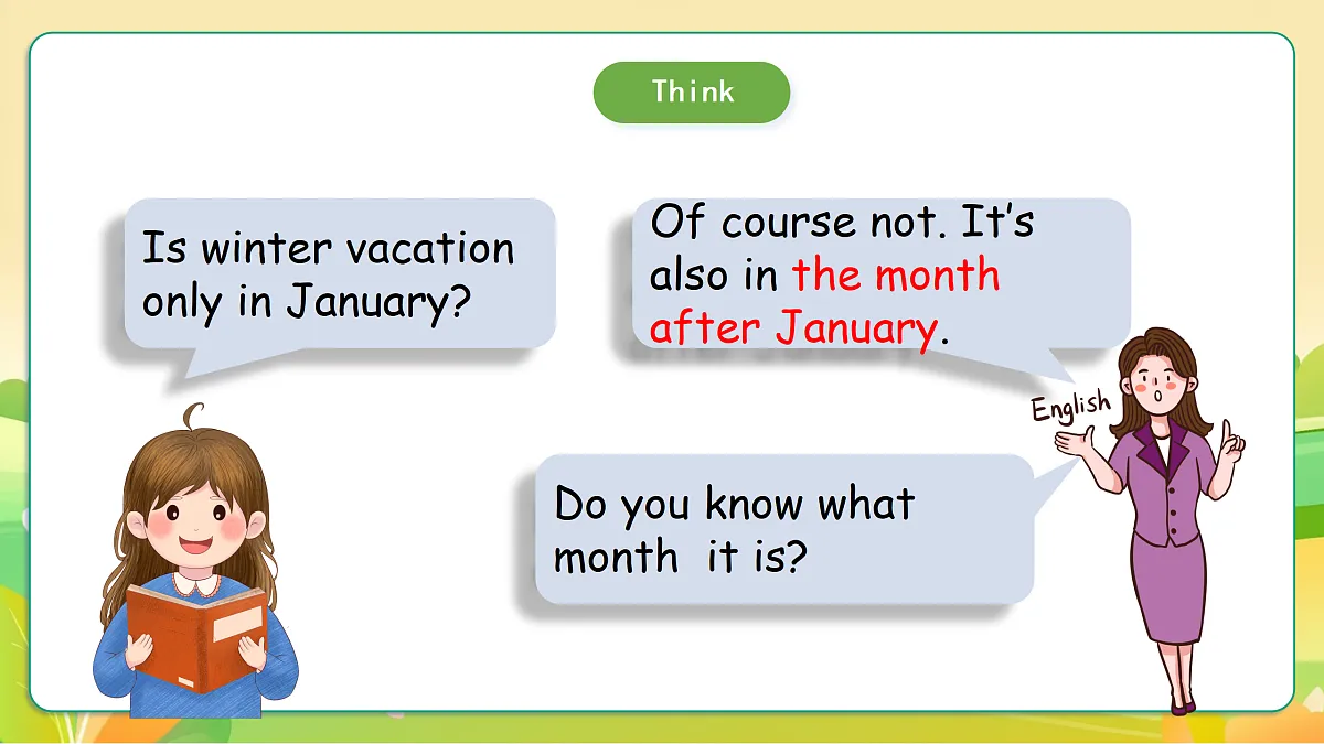 人教版(PEP)英语五下Unit3 My school calendar Part A let's learn 课件第6页