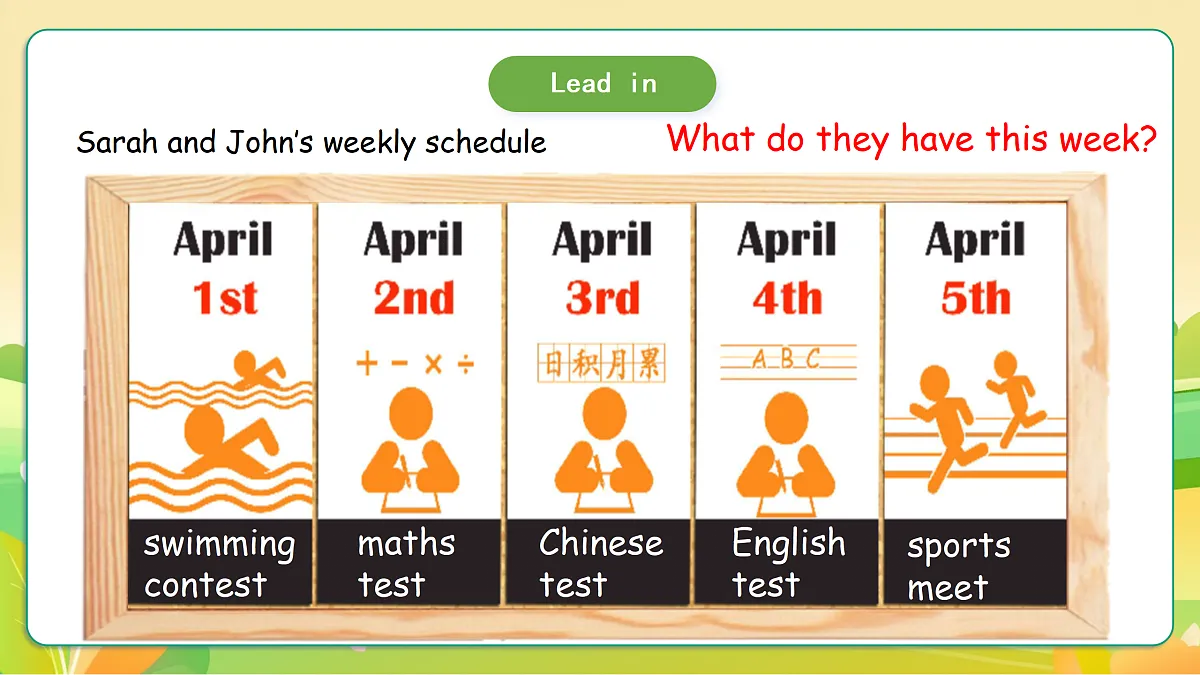 人教版(PEP)英语五下Unit4 When is the art show Part A let's learn 课件第8页