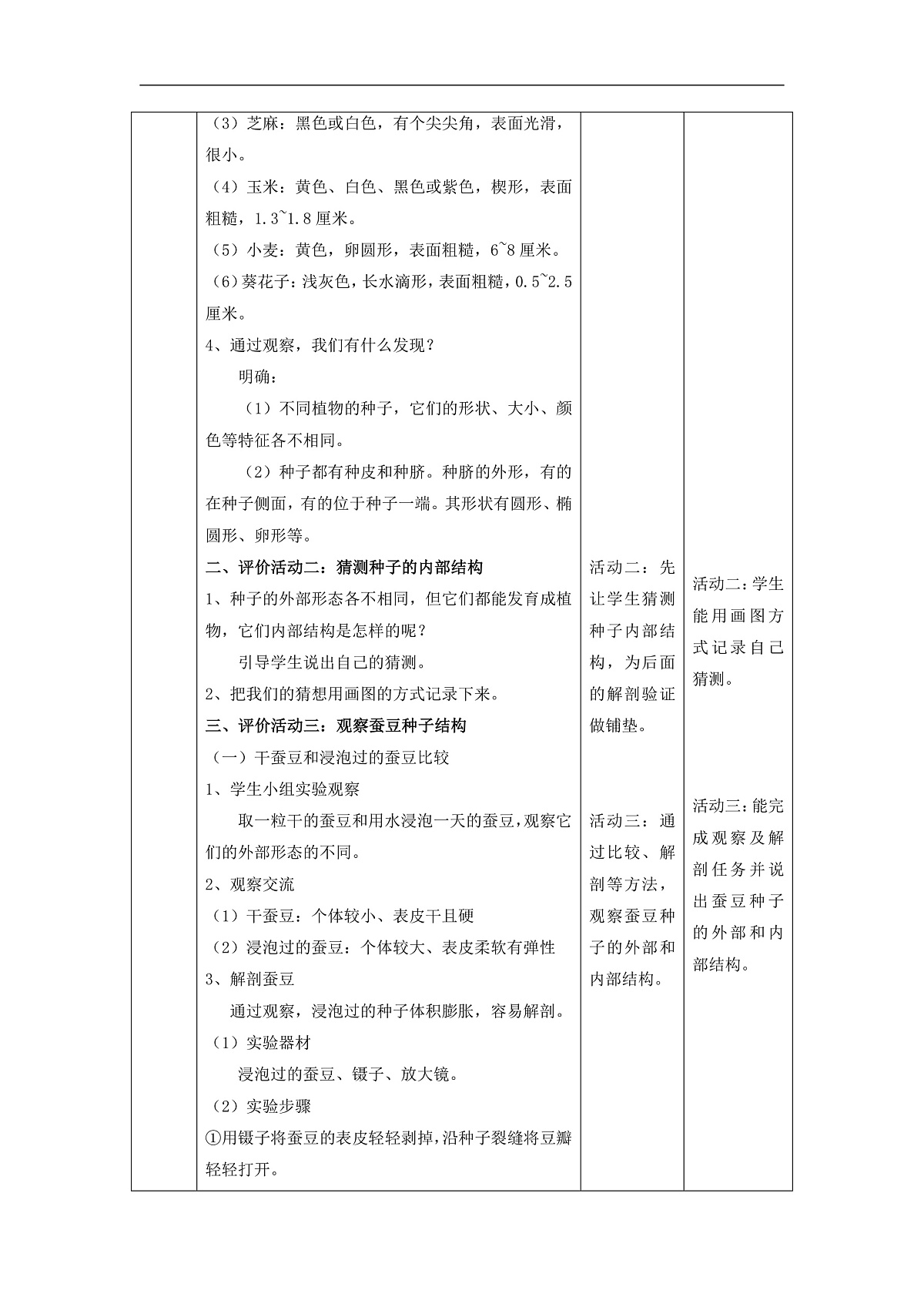 教科版(2017)科学四下1.1《种子里孕育着新生命》课时教案第3页