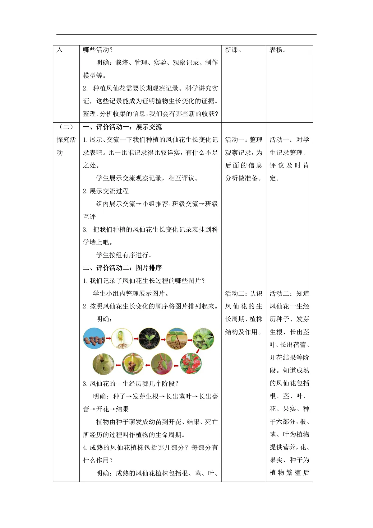 教科版(2017)科学四下1.8《凤仙花的一生》课时教案第2页