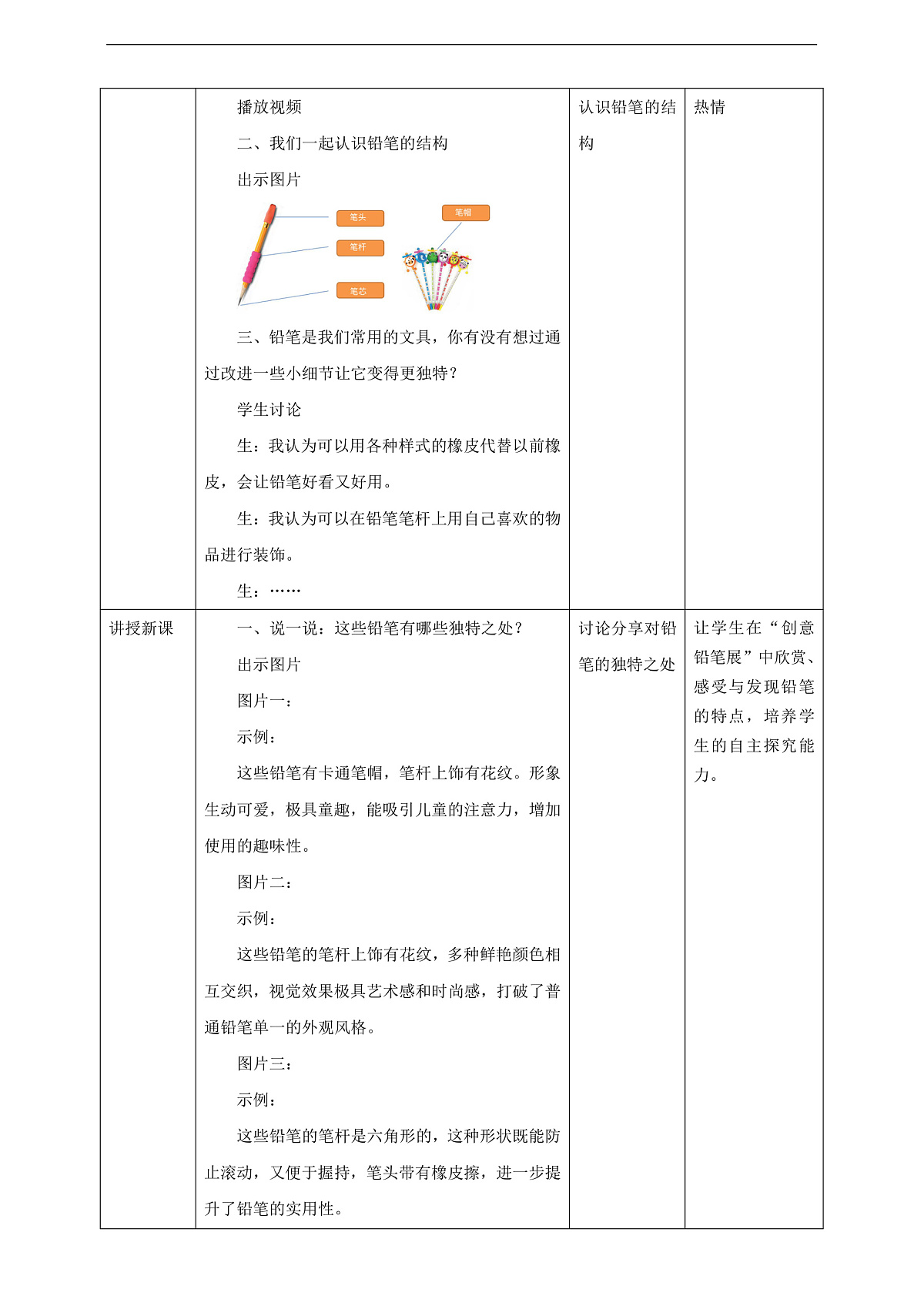 【浙教版】美术 二年级上册 第三单元 7 铅笔的小创意 教学设计第2页
