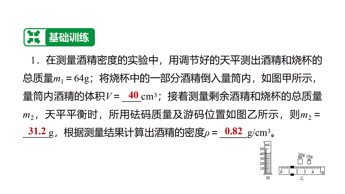 教科版物理八年级上册专用复习素养综合练测9 密度的测量第2页