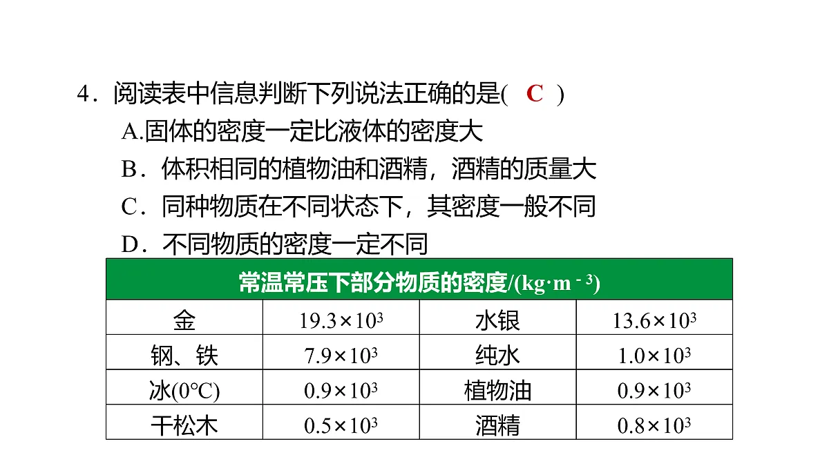 教科版物理八年级上册专用复习素养综合练测8 质量与密度第5页