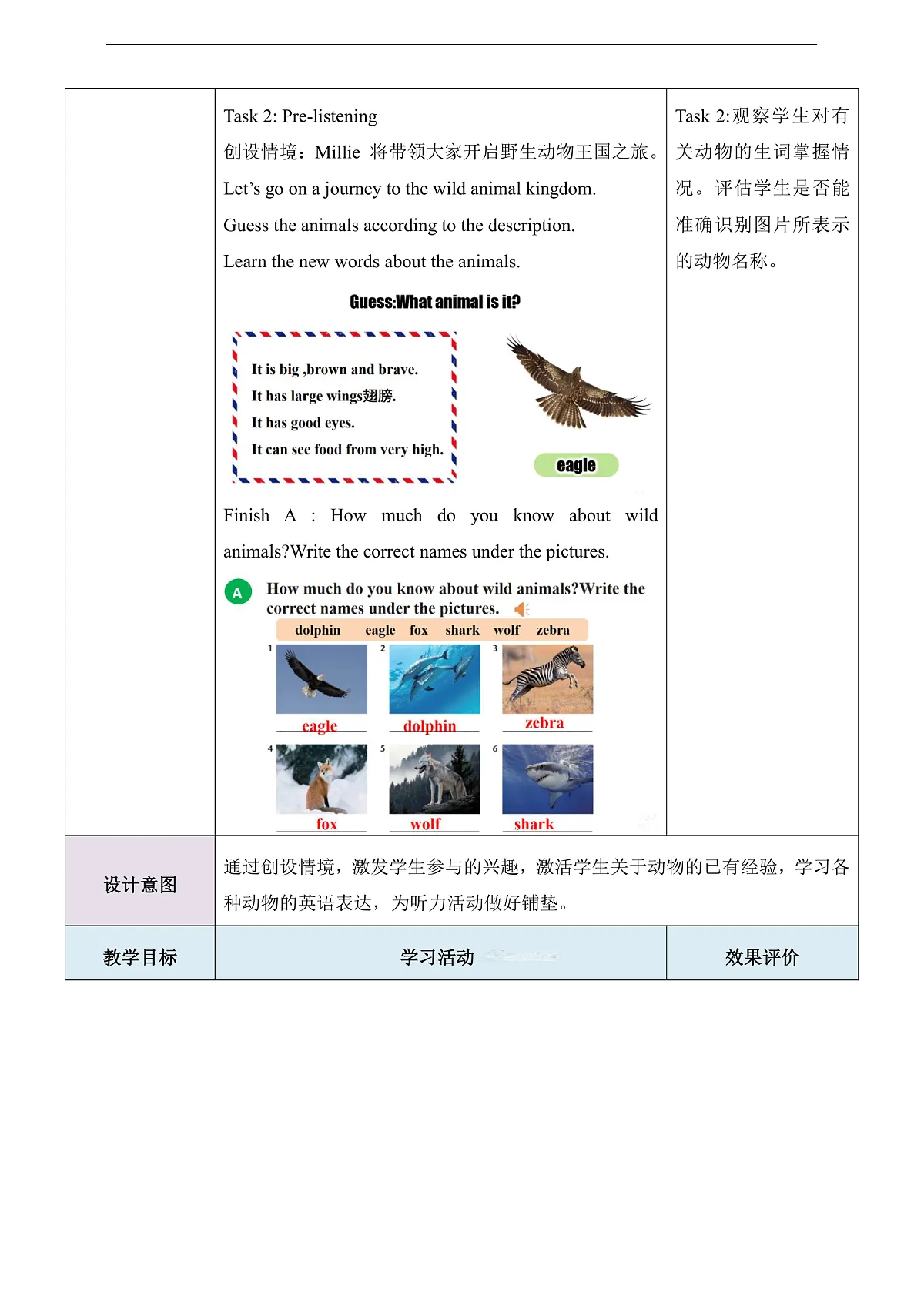 【教学评一体化】Unit 5 Wild animals第1课时Welcome to the unit 教学设计-新译林八上第3页