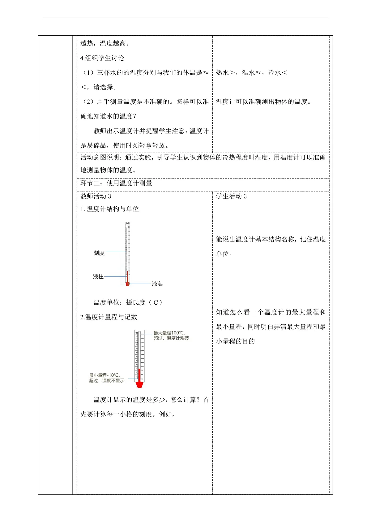 苏教版(2024)科学四下 1.1《冷热与温度》 教案第3页