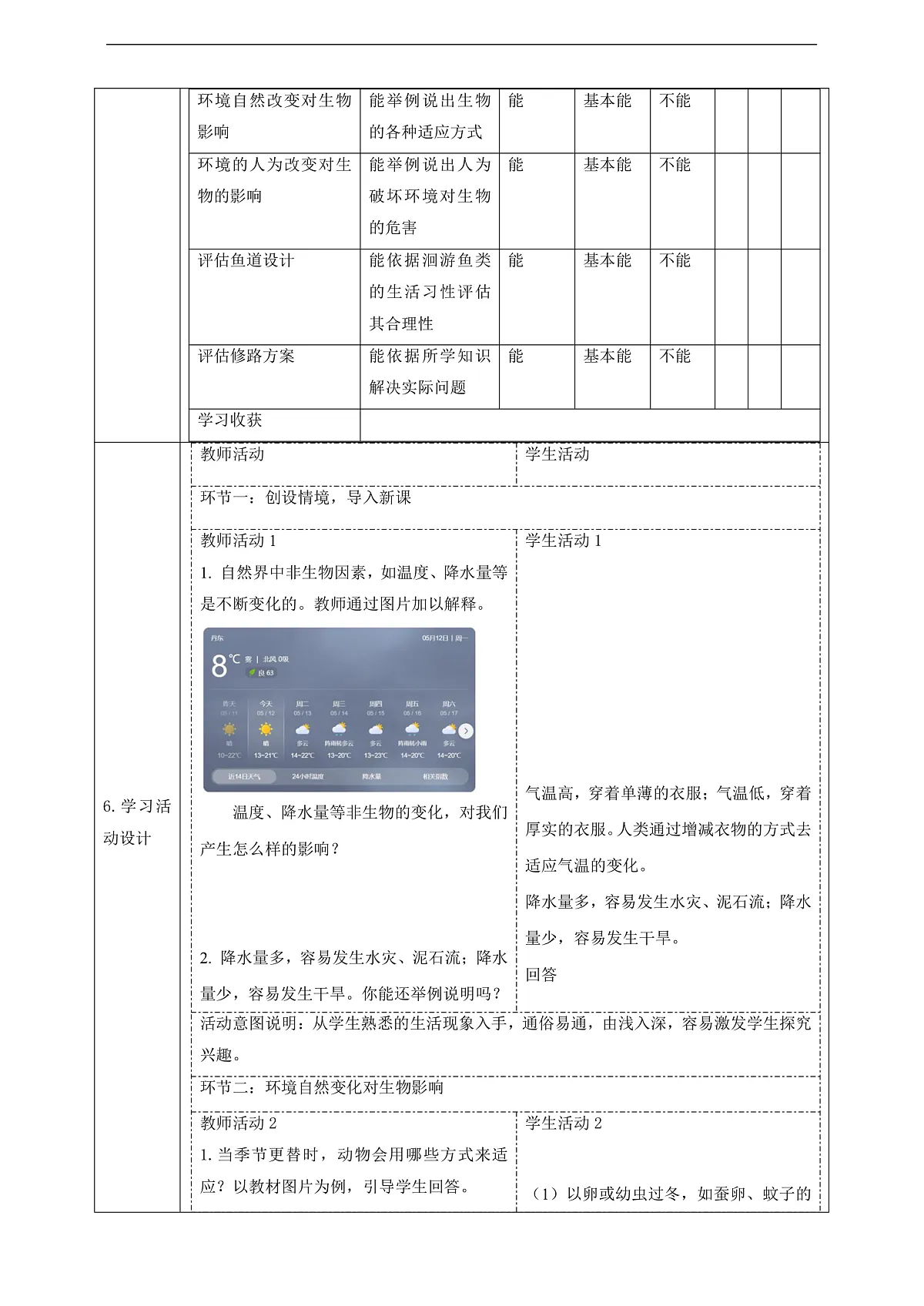 苏教版(2024)科学四下 5.17《环境变化以后》 教案第2页