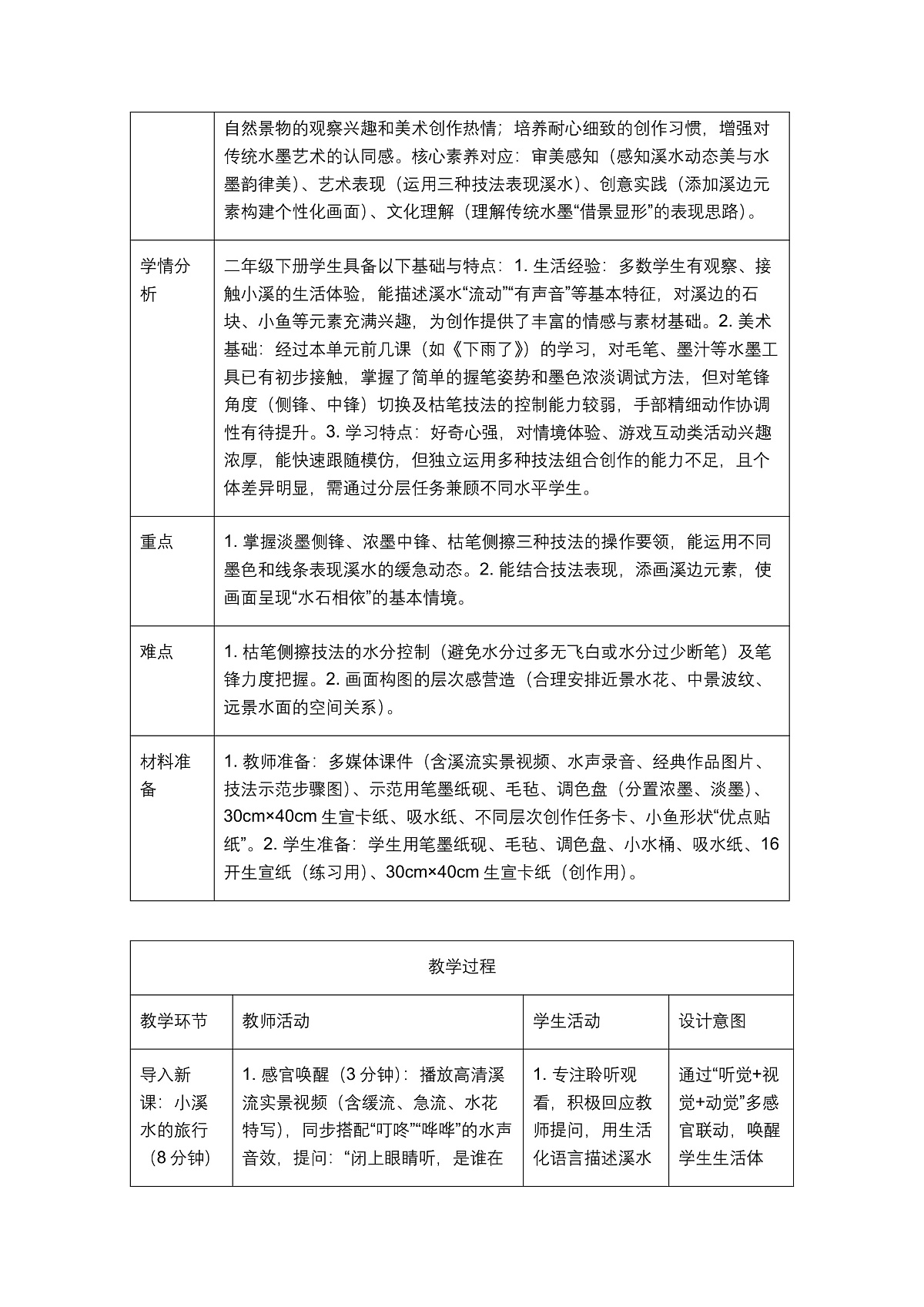 《潺潺小溪水》教学设计第3页