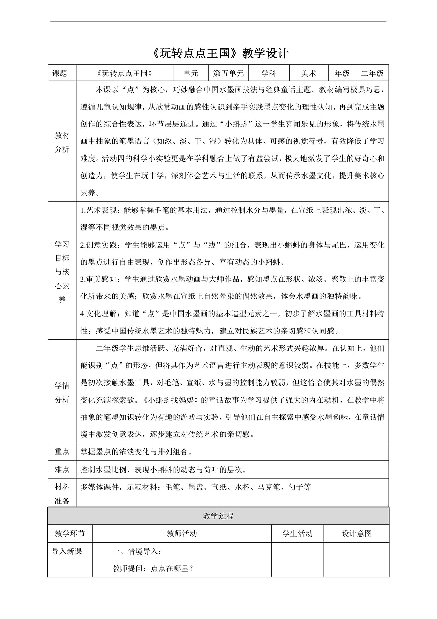 二上第十八课《玩转点点王国》核心素养教学设计第1页