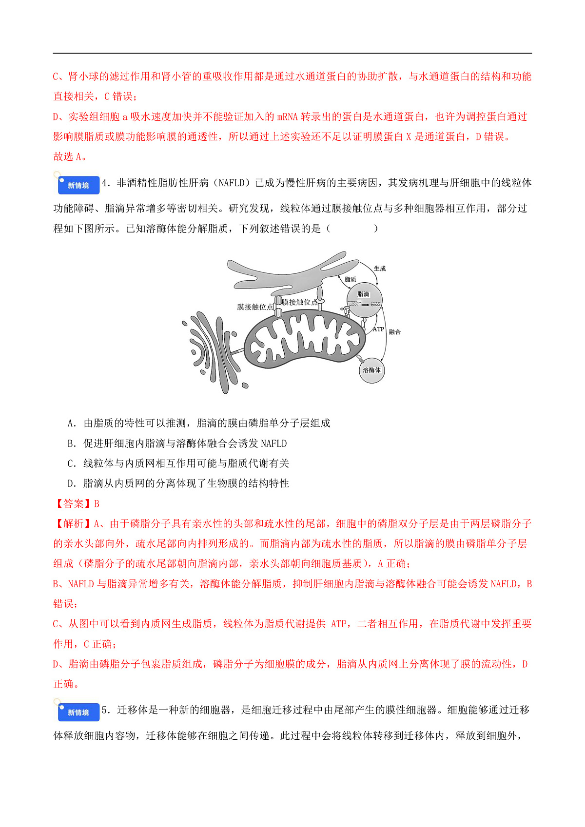 专题2 细胞的结构、功能和物质运输 Word版含解析第3页