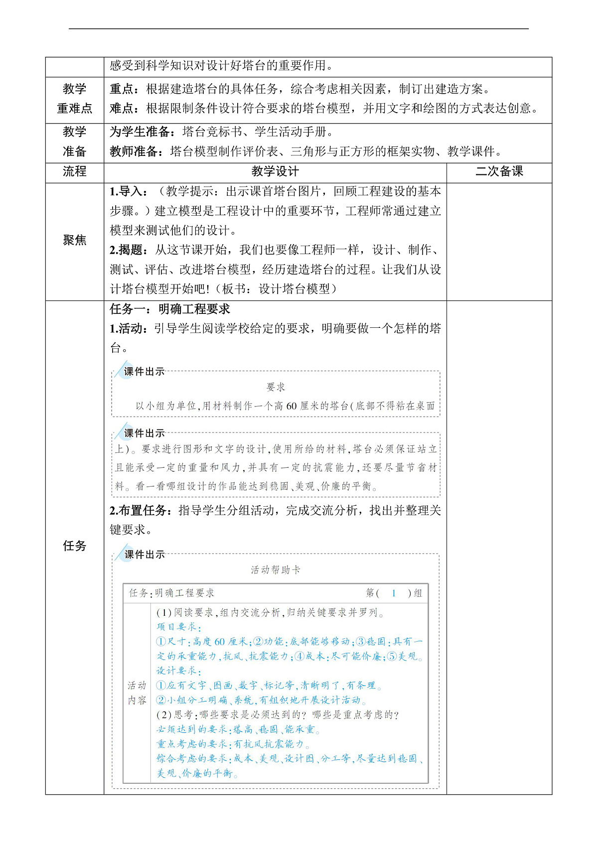 教科版(2017)科学六下1.4《设计塔台模型》教案第2页