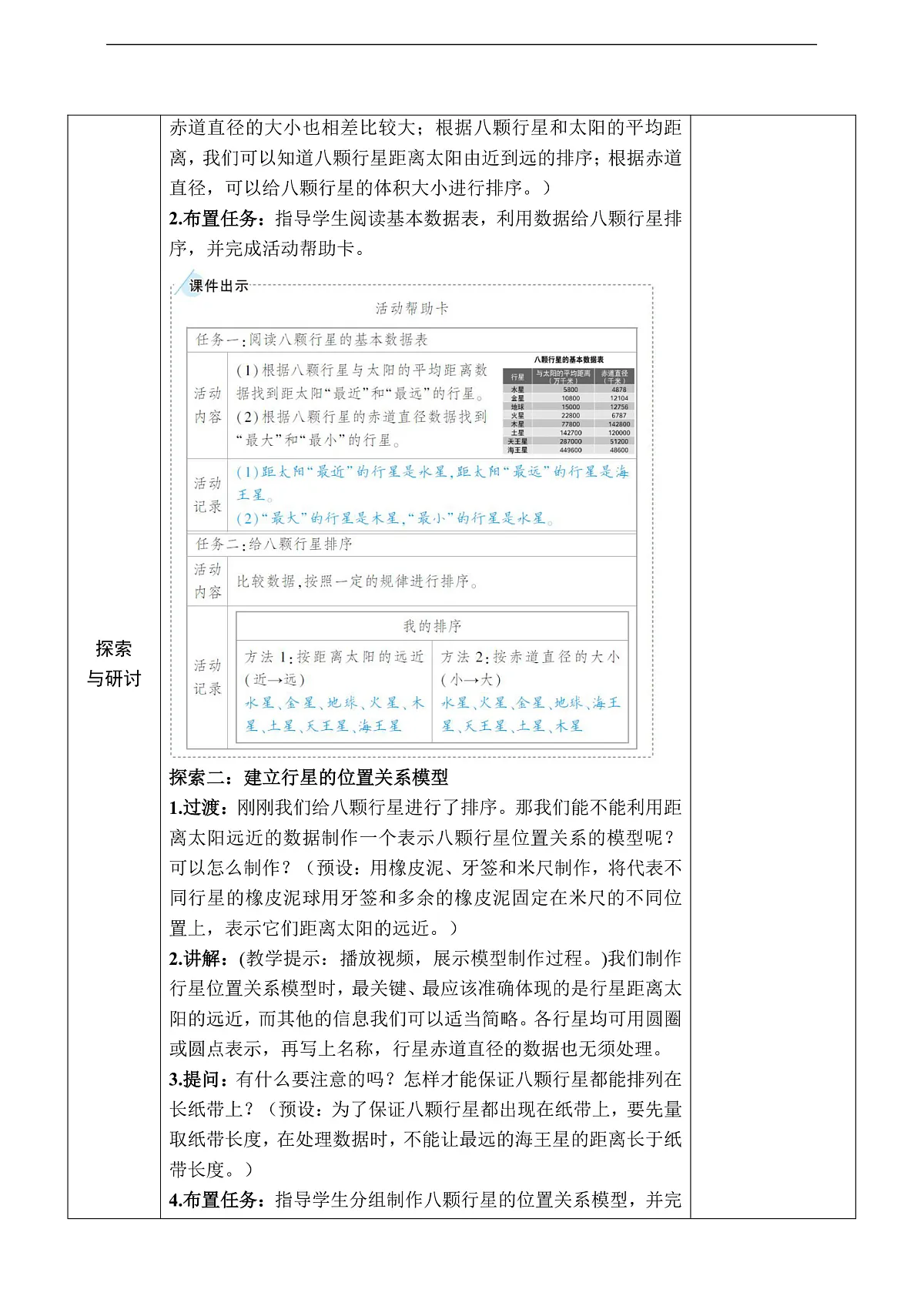 教科版(2017)科学六下3.2《八颗行星》教案第3页