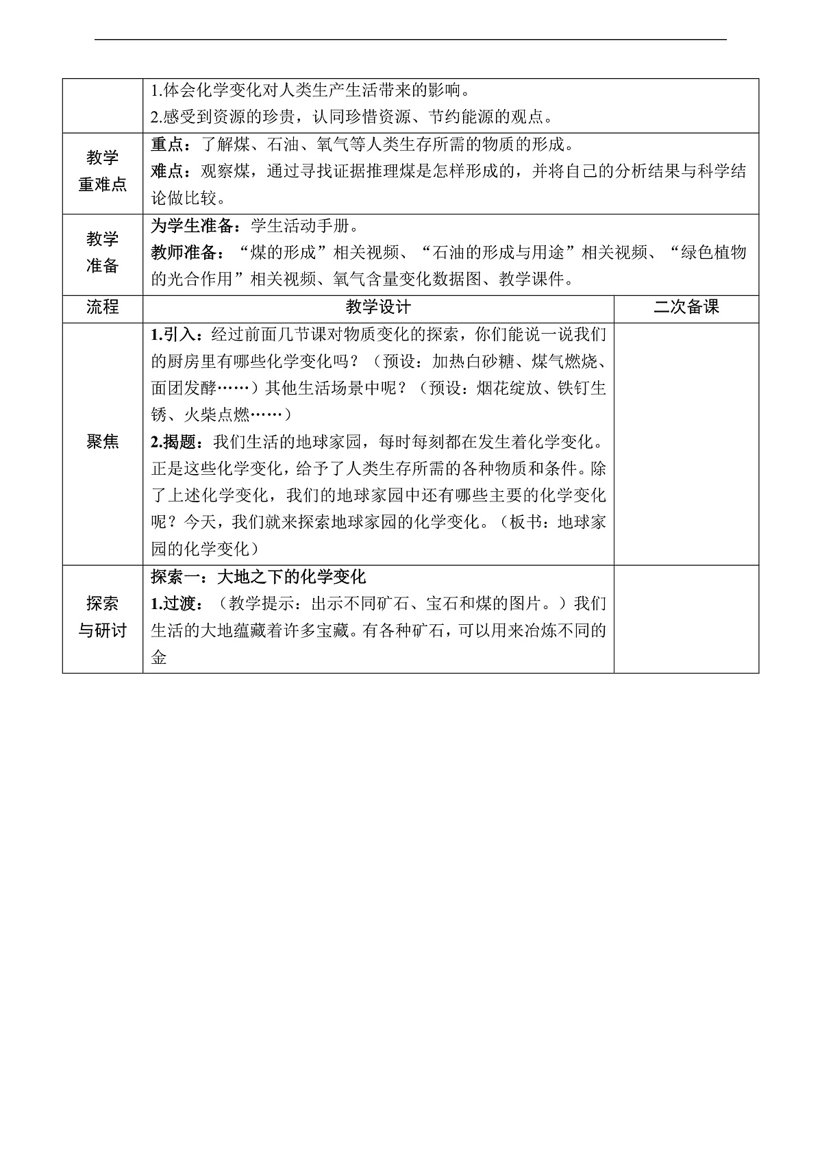 教科版(2017)科学六下4.5《地球家园的化学变化》教案第2页