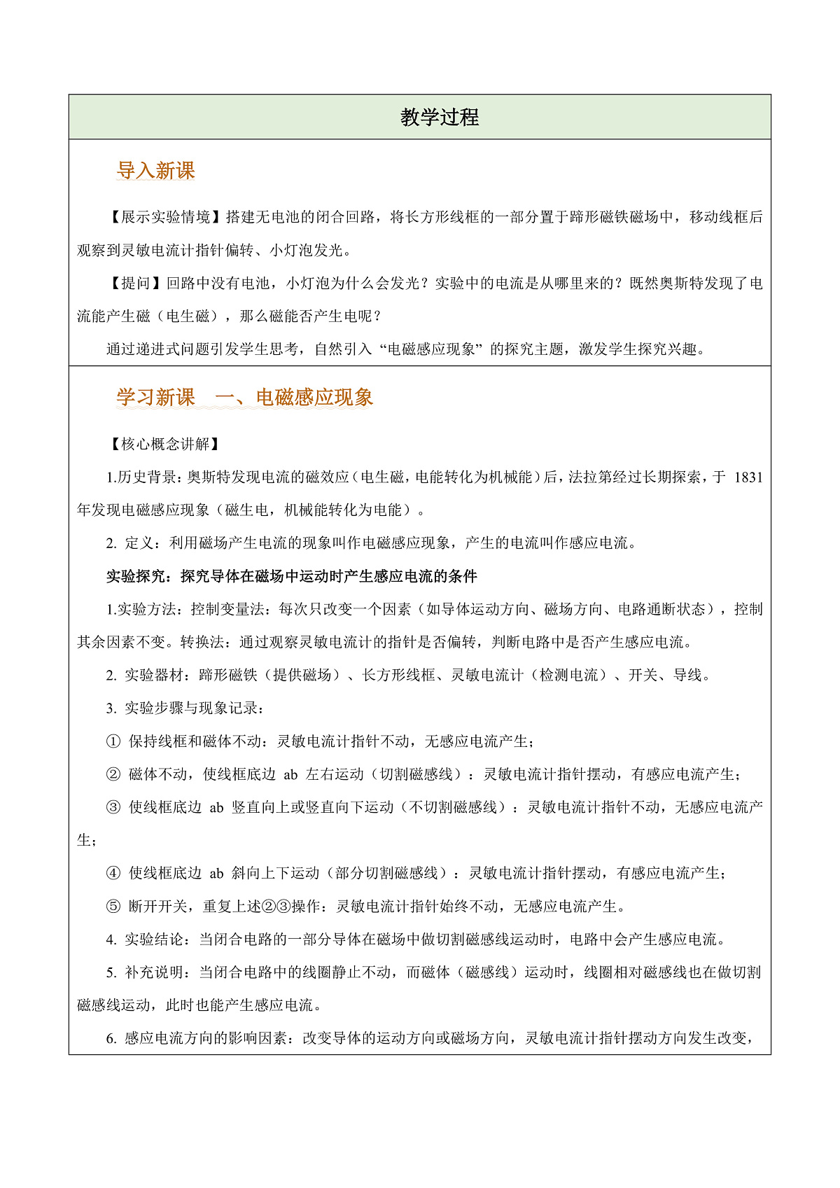 第六节 探究产生感应电流的条件(教学设计)第2页