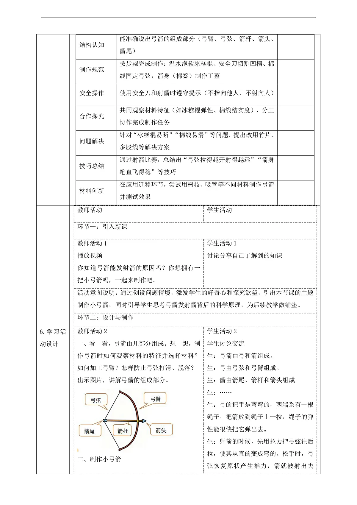 【教学评一体化】4.3《制作小弓箭》课时教案第2页
