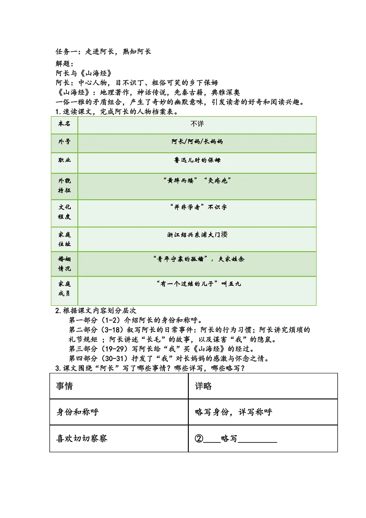 10《阿长与山海经》教学设计第3页