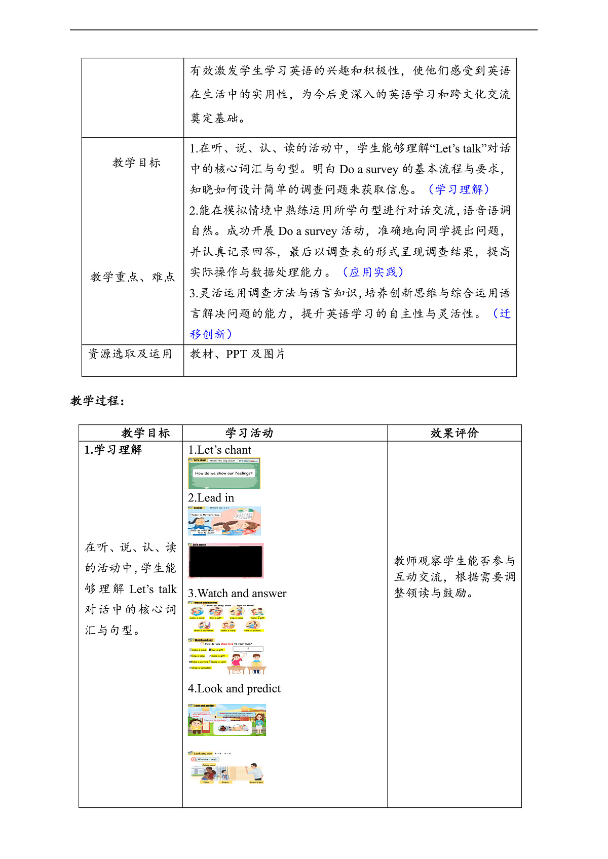 人教版(PEP)英语三下Unit2 My words and actions Part B let's talk 单元整体教学设计第2页