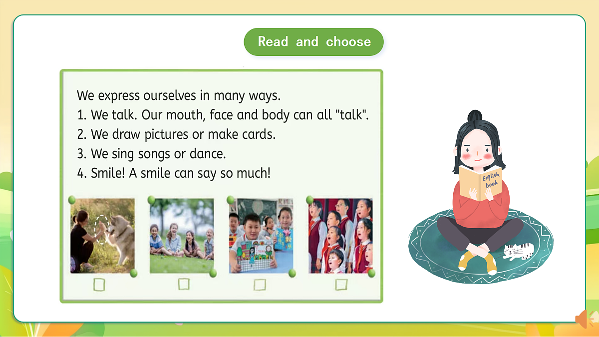 人教版(PEP)英语三下Unit2 My words and actions Part B read and write 课件第8页