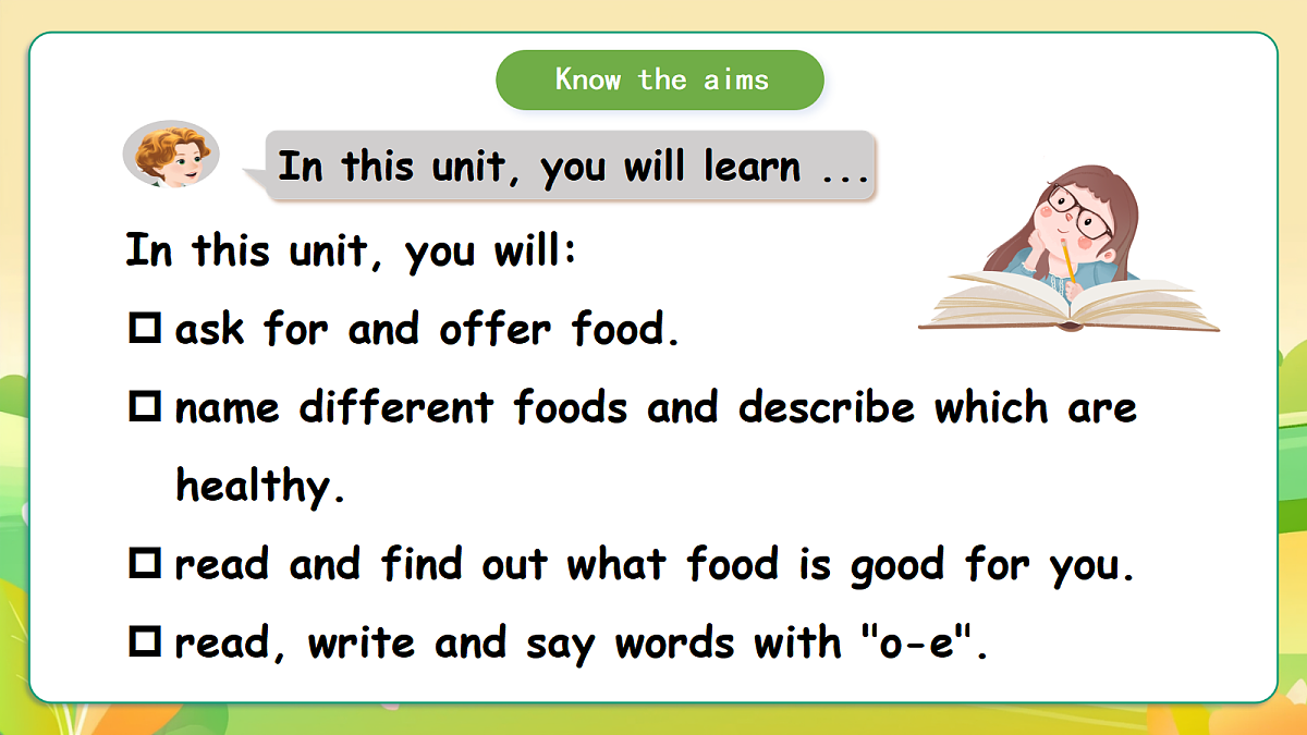 人教版(PEP)英语三下Unit4 Healthy food Part A let's talk 课件第5页