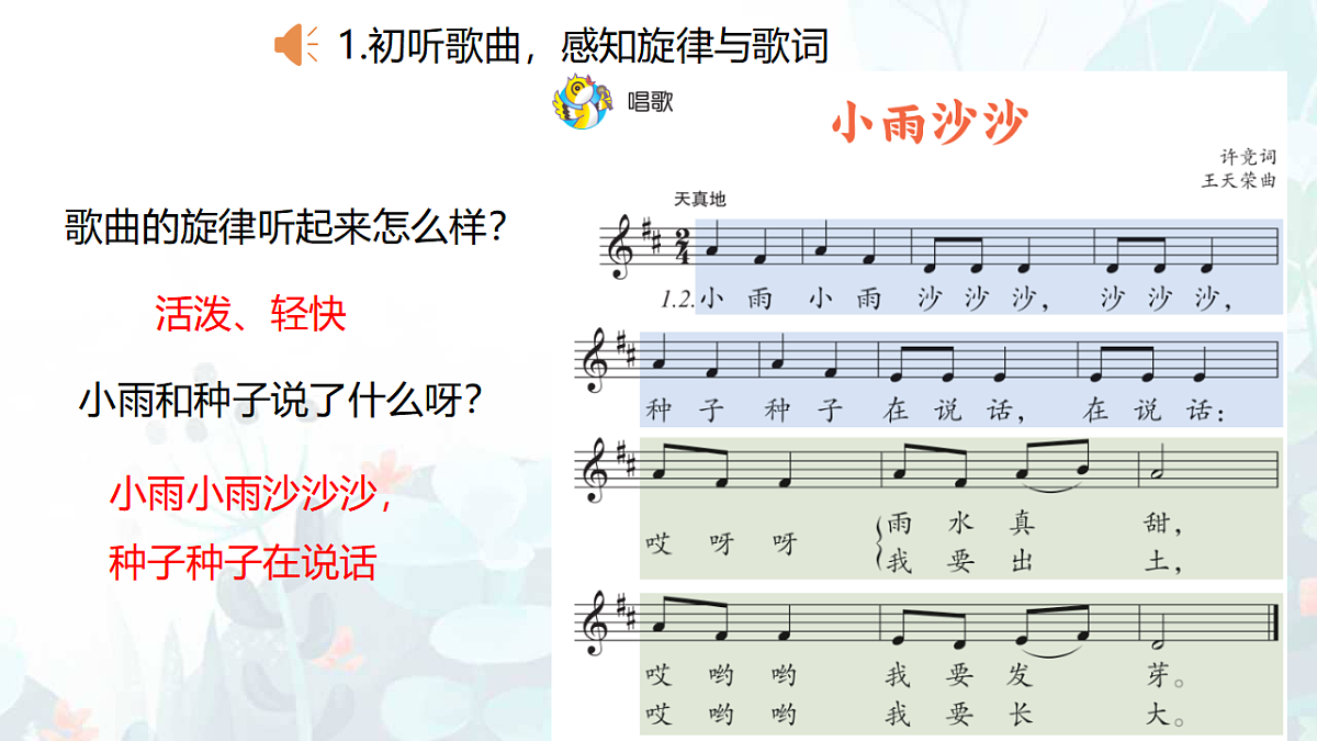 人音版(2024)一年级下册音乐(五线谱)第一单元《小雨沙沙》课件第5页