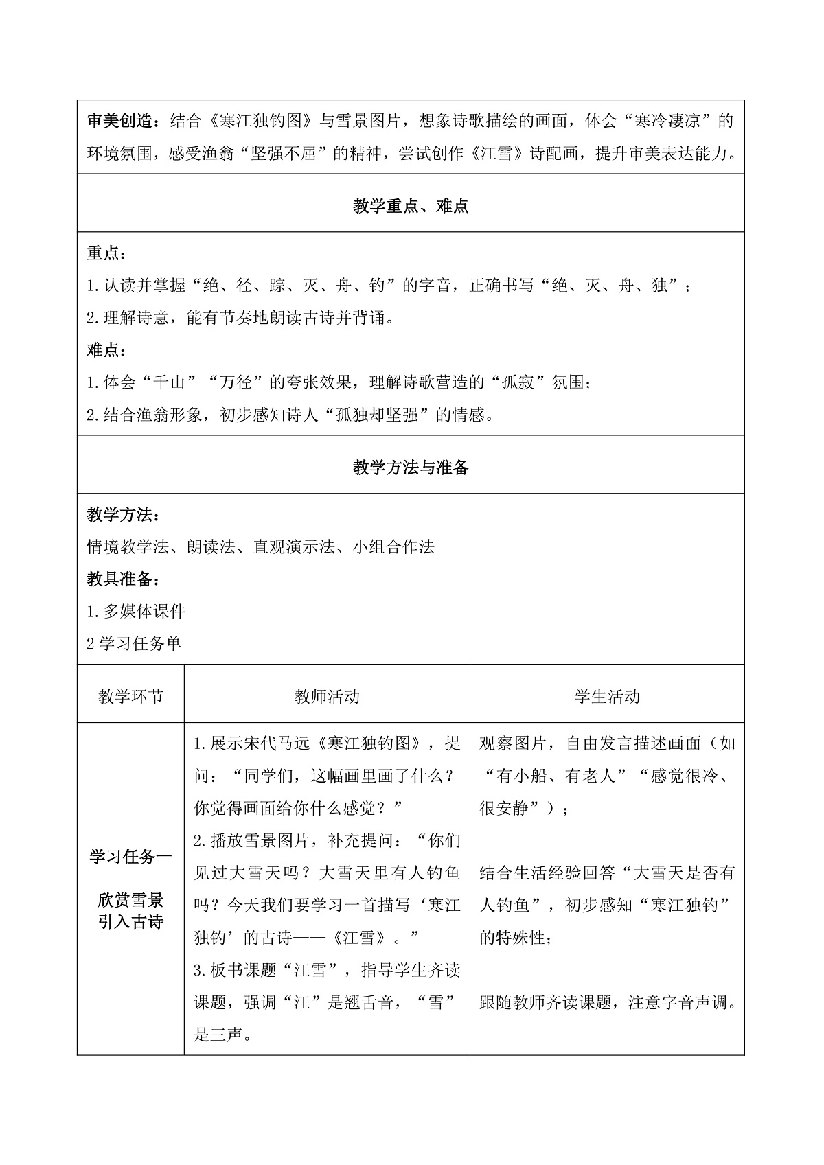 18 古诗二首 江雪(教学设计)第2页