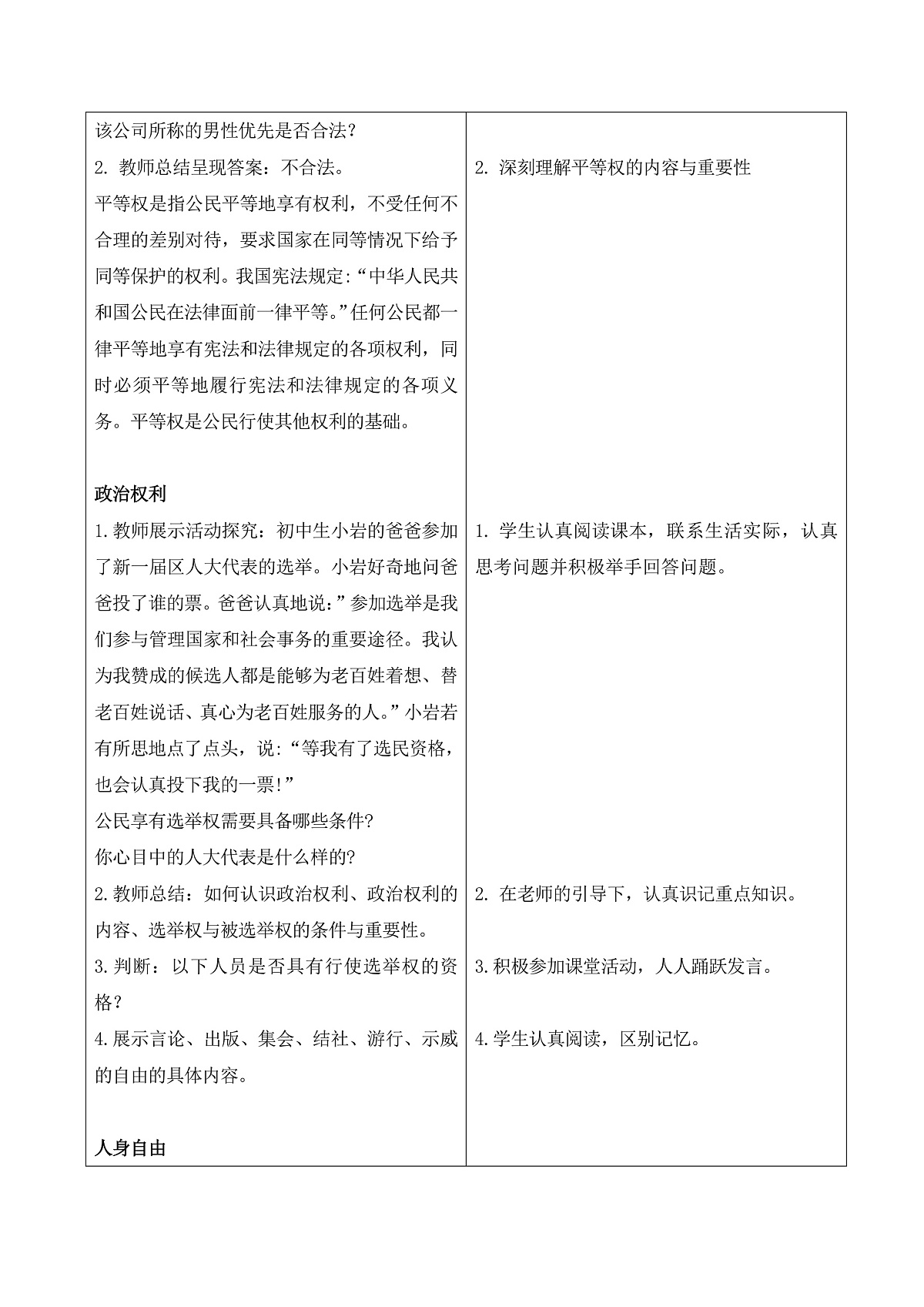3.1《公民基本权利》教学设计第3页