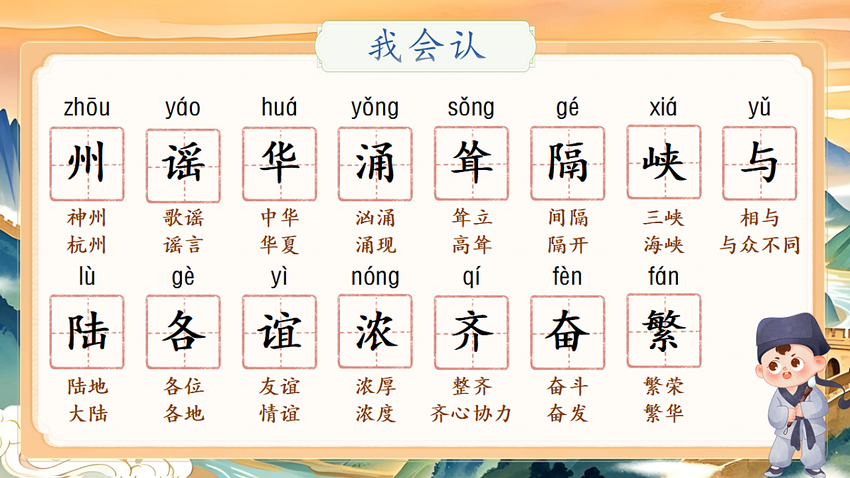 【教学课件】识字1.《神州谣》(第一课时)第6页