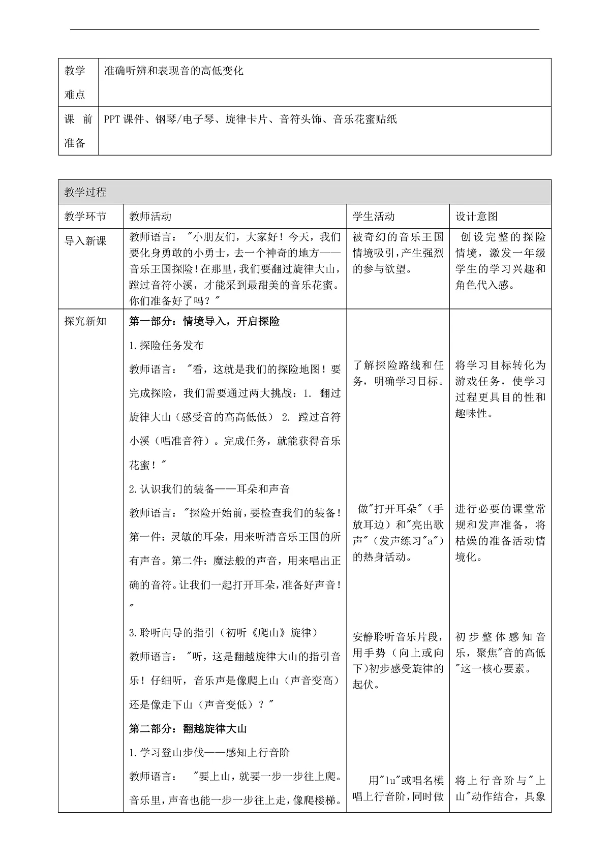 【接力版】音乐一年级下册 第三单元《音乐王国探险记》 教案第2页