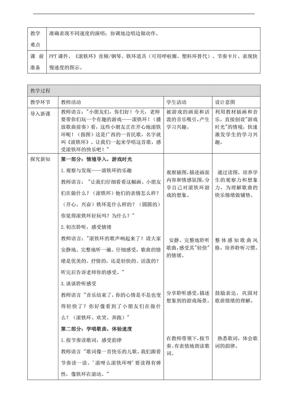 【接力版】音乐一年级下册 第六单元《滚铁环》 教案第2页